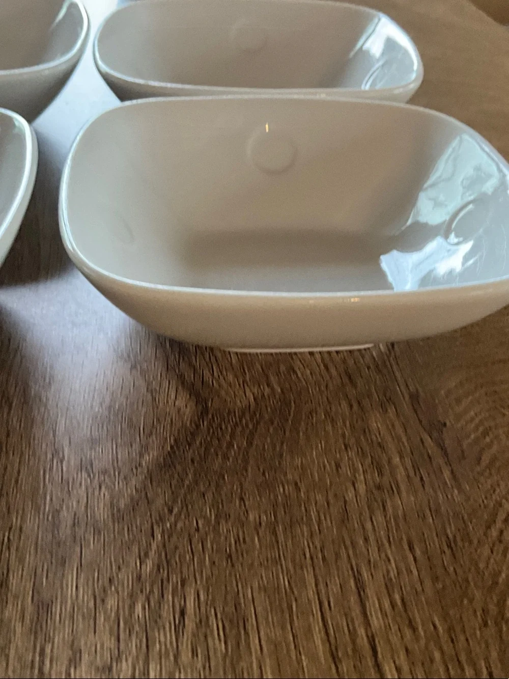 Set of Four Nobu White Square Ceramic Serving Bowls